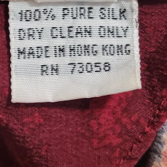 Nordstrom Gallery Multicolored Keyhole Back Short Sleeve Silk Top Size Medium - Picture 7 of 7